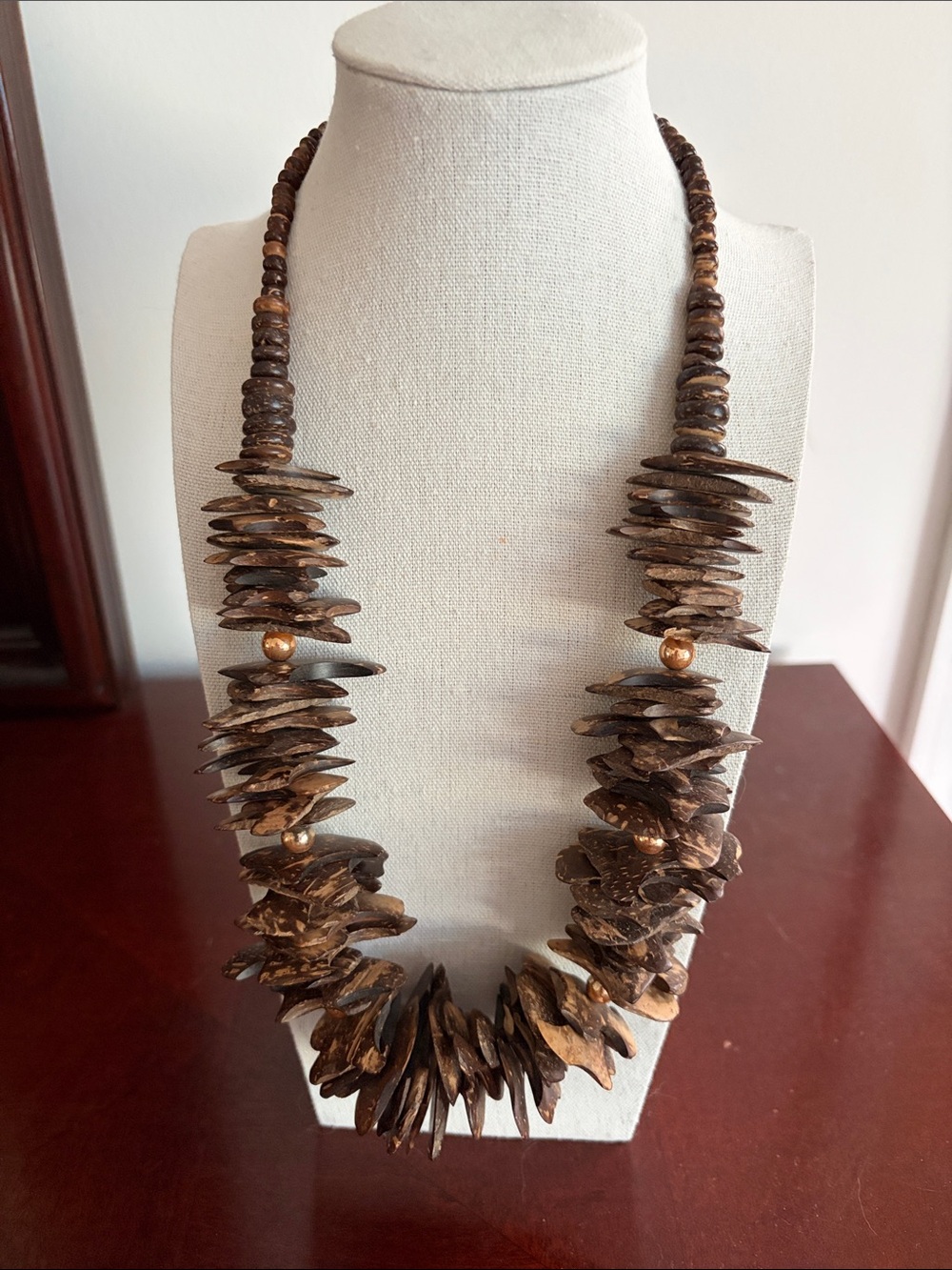 Vintage Coconut Shell Boho Statement Necklace
